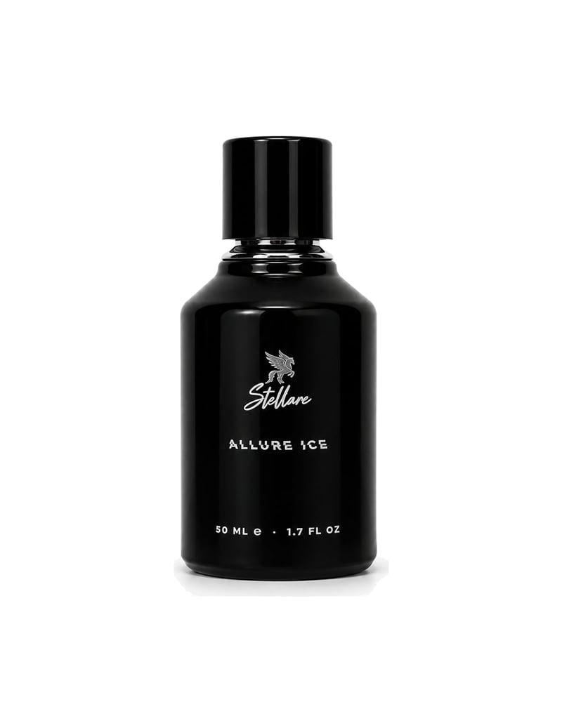 Allure Ice eau de parfum, the black Stellare flacon on a white ground